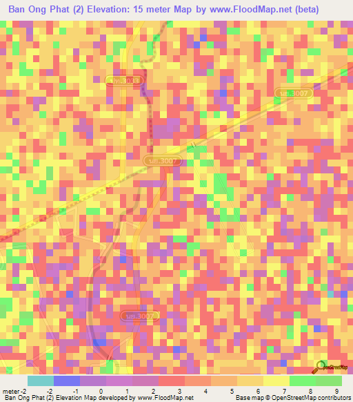 Ban Ong Phat (2),Thailand Elevation Map