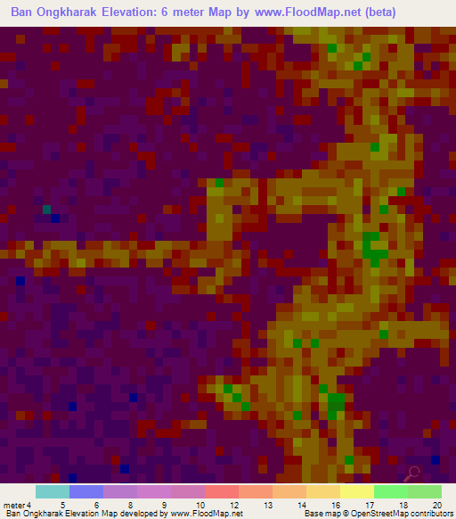 Ban Ongkharak,Thailand Elevation Map