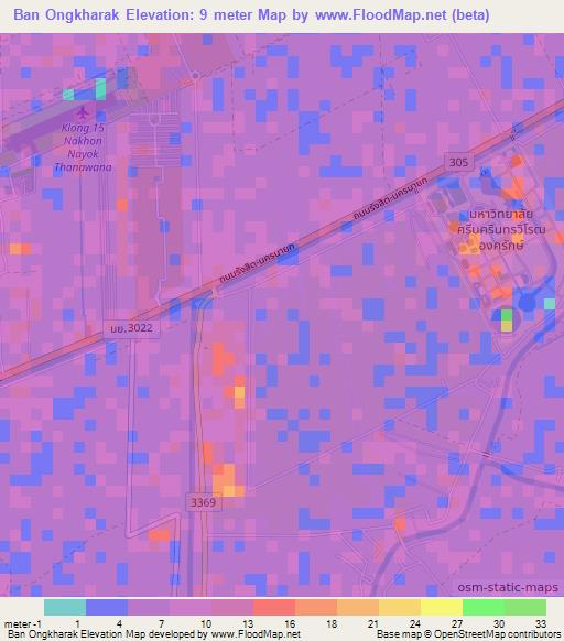 Ban Ongkharak,Thailand Elevation Map