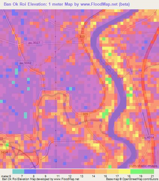 Ban Ok Roi,Thailand Elevation Map