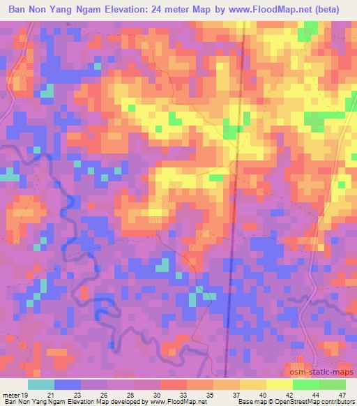 Ban Non Yang Ngam,Thailand Elevation Map