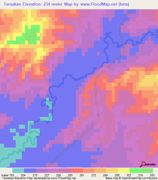Tersakan,Turkmenistan Elevation Map