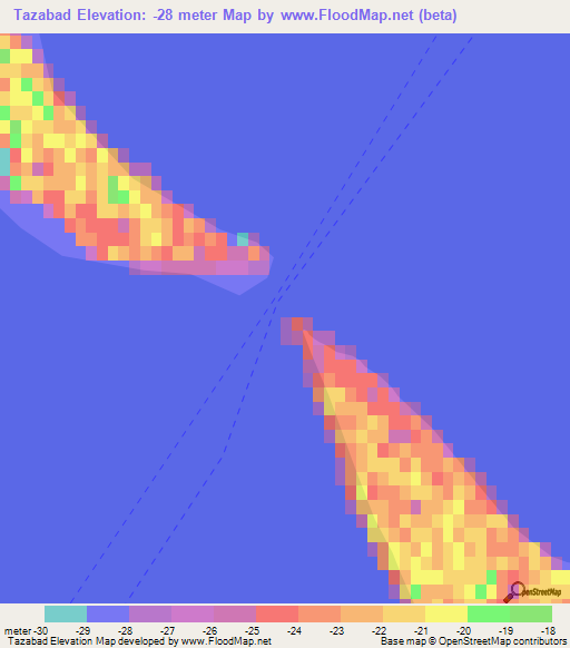 Tazabad,Turkmenistan Elevation Map