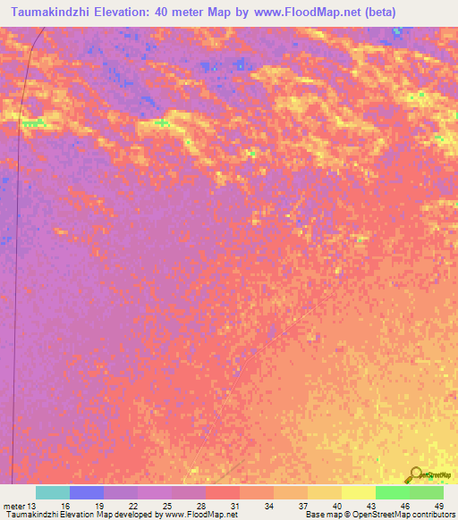 Taumakindzhi,Turkmenistan Elevation Map