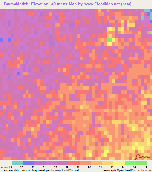 Taumakindzhi,Turkmenistan Elevation Map