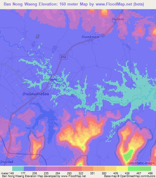 Ban Nong Waeng,Thailand Elevation Map