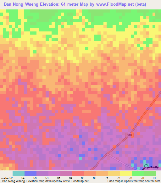 Ban Nong Waeng,Thailand Elevation Map