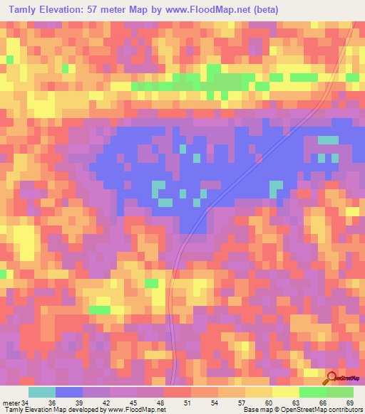 Tamly,Turkmenistan Elevation Map