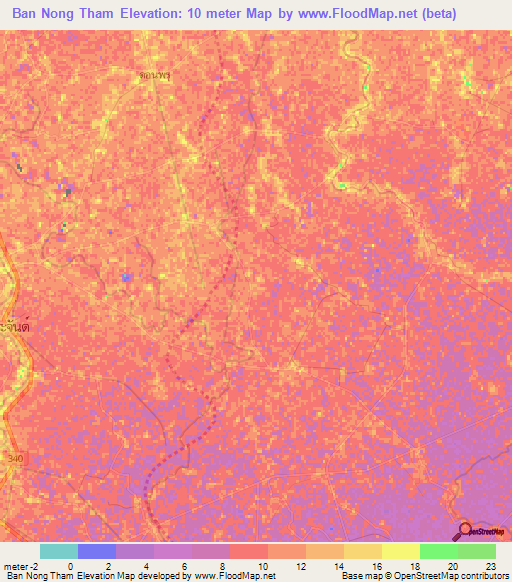 Ban Nong Tham,Thailand Elevation Map