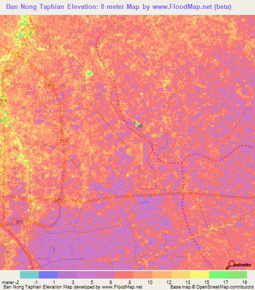 Ban Nong Taphian,Thailand Elevation Map