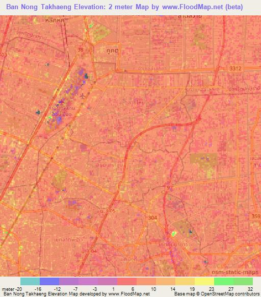 Ban Nong Takhaeng,Thailand Elevation Map