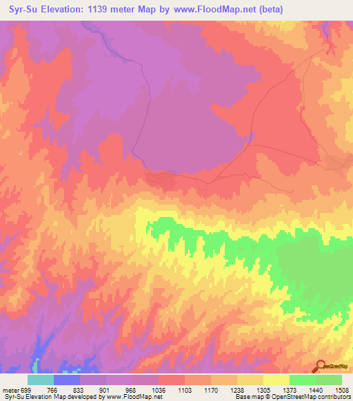 Syr-Su,Turkmenistan Elevation Map