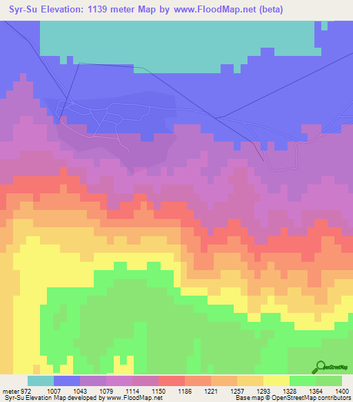 Syr-Su,Turkmenistan Elevation Map
