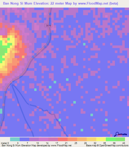 Ban Nong Si Mum,Thailand Elevation Map