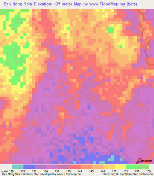 Ban Nong Sala,Thailand Elevation Map