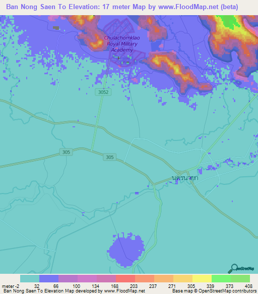 Ban Nong Saen To,Thailand Elevation Map