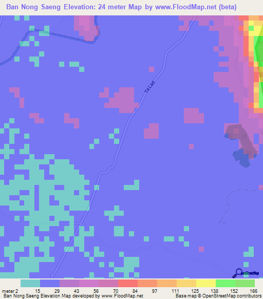 Ban Nong Saeng,Thailand Elevation Map