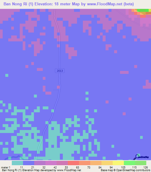 Ban Nong Ri (1),Thailand Elevation Map