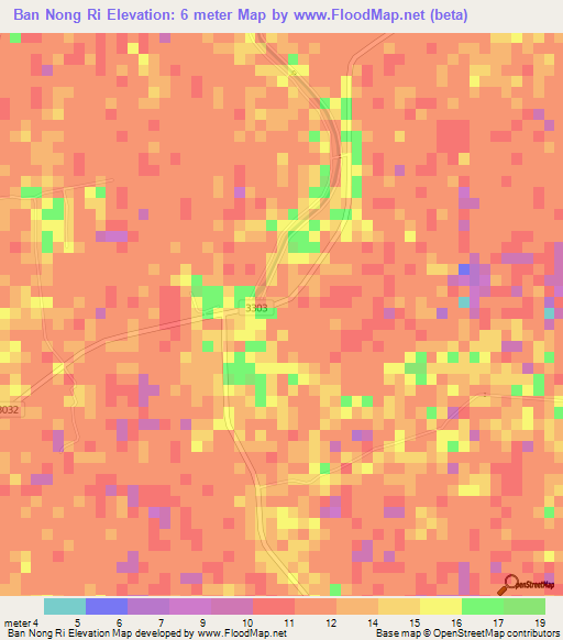 Ban Nong Ri,Thailand Elevation Map