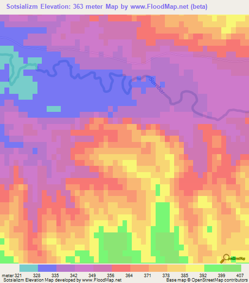 Sotsializm,Turkmenistan Elevation Map