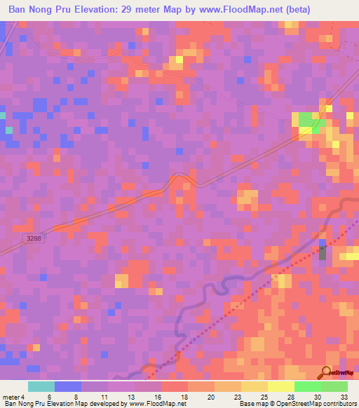 Ban Nong Pru,Thailand Elevation Map