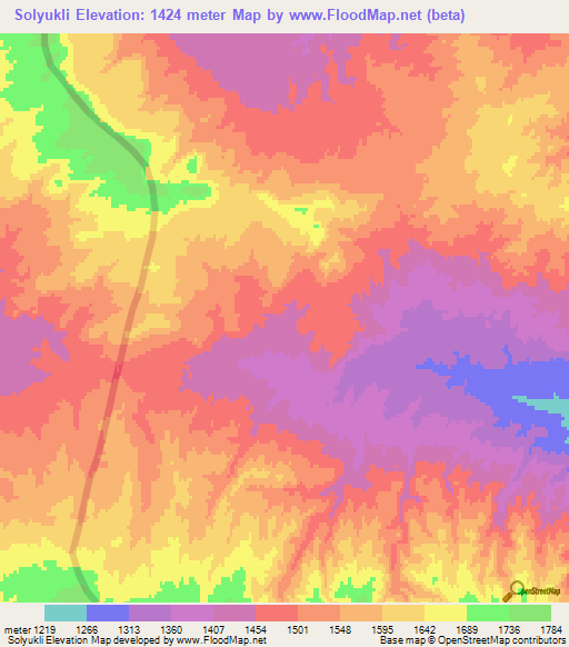 Solyukli,Turkmenistan Elevation Map