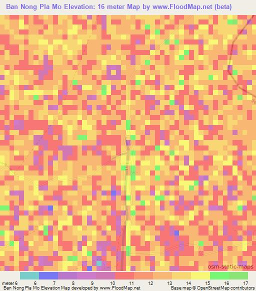 Ban Nong Pla Mo,Thailand Elevation Map