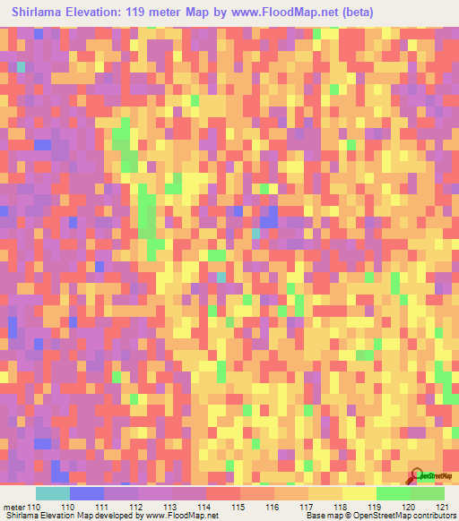 Shirlama,Turkmenistan Elevation Map