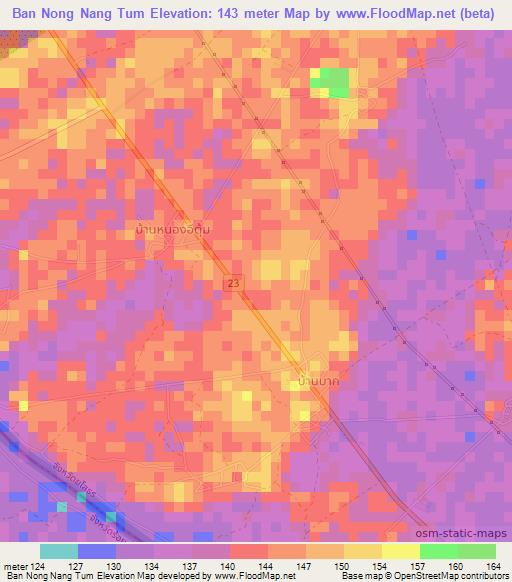 Ban Nong Nang Tum,Thailand Elevation Map
