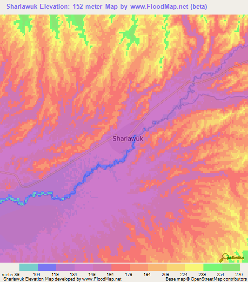 Sharlawuk,Turkmenistan Elevation Map