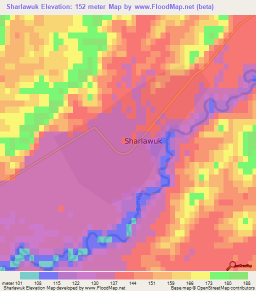 Sharlawuk,Turkmenistan Elevation Map
