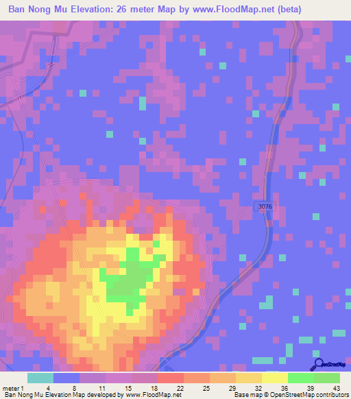 Ban Nong Mu,Thailand Elevation Map