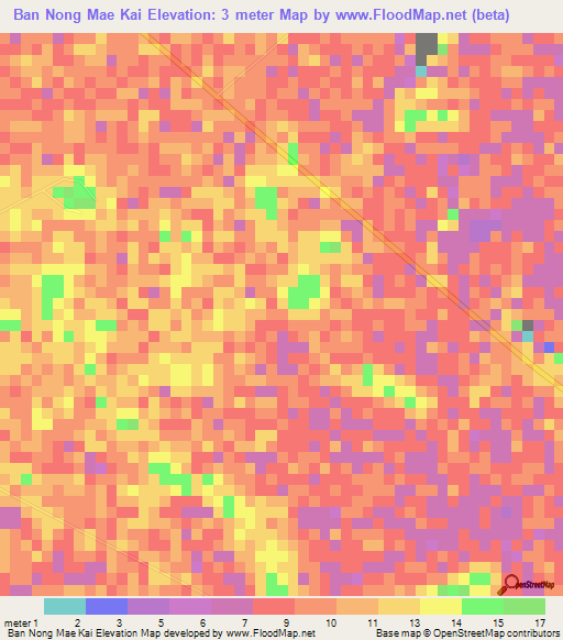 Ban Nong Mae Kai,Thailand Elevation Map