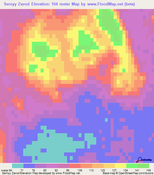 Sernyy Zavod,Turkmenistan Elevation Map