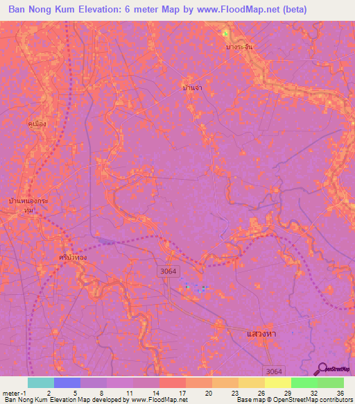 Ban Nong Kum,Thailand Elevation Map