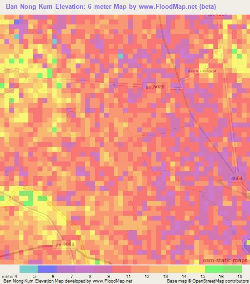 Ban Nong Kum,Thailand Elevation Map