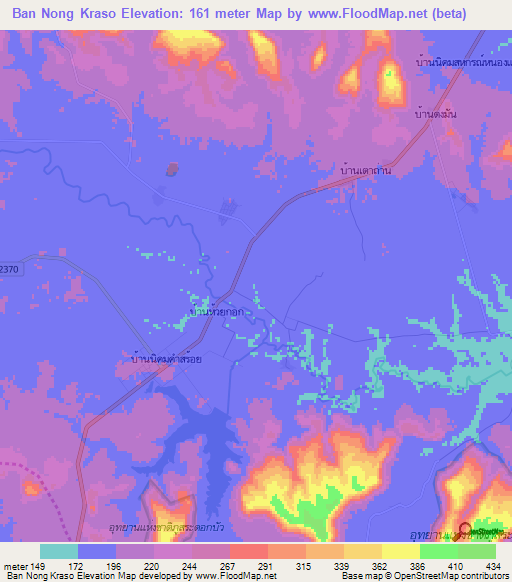 Ban Nong Kraso,Thailand Elevation Map