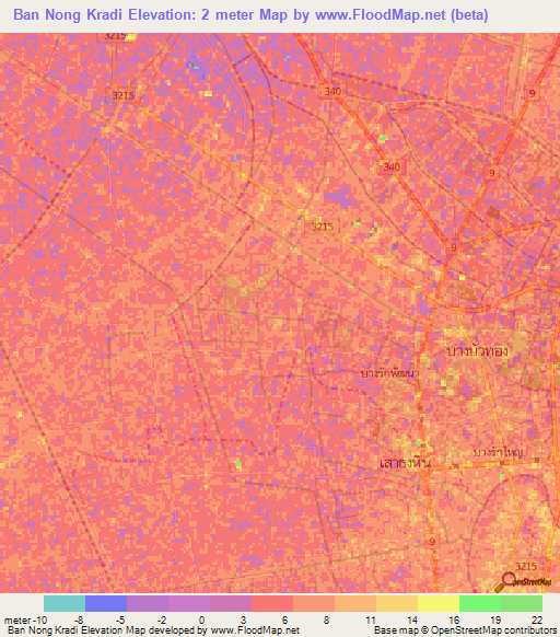 Ban Nong Kradi,Thailand Elevation Map
