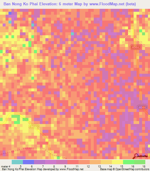Ban Nong Ko Phai,Thailand Elevation Map