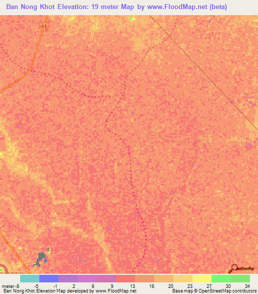 Ban Nong Khot,Thailand Elevation Map
