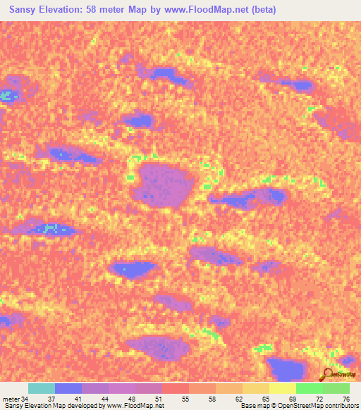 Sansy,Turkmenistan Elevation Map