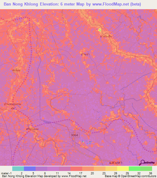 Ban Nong Khlong,Thailand Elevation Map