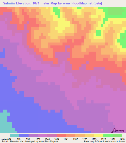Salmiin,Turkmenistan Elevation Map