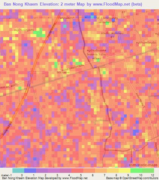 Ban Nong Khaem,Thailand Elevation Map