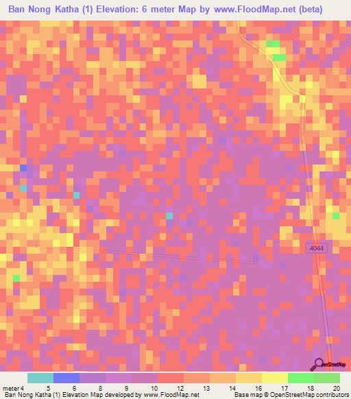 Ban Nong Katha (1),Thailand Elevation Map