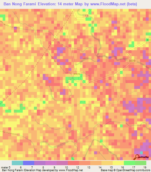 Ban Nong Farami,Thailand Elevation Map
