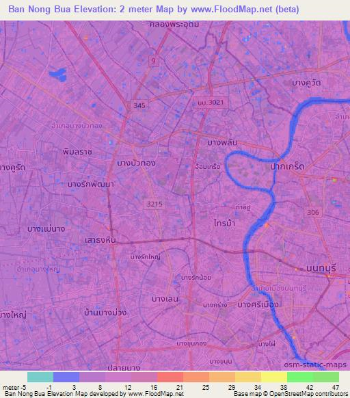 Ban Nong Bua,Thailand Elevation Map