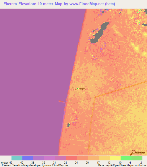 Ekerem,Turkmenistan Elevation Map