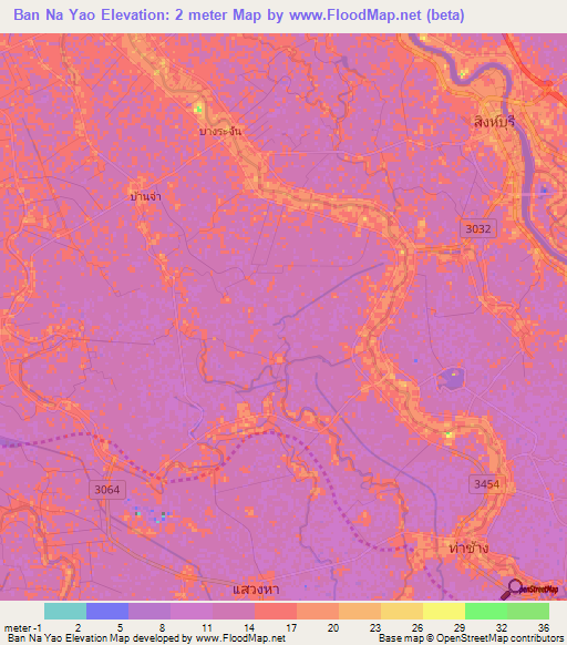 Ban Na Yao,Thailand Elevation Map
