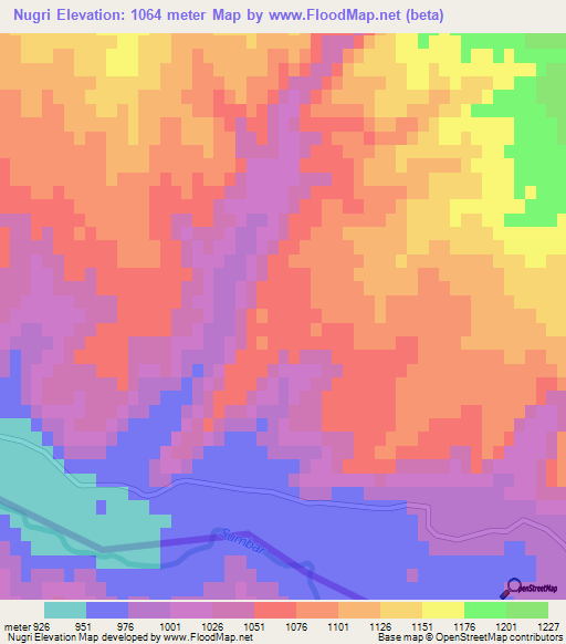 Nugri,Turkmenistan Elevation Map